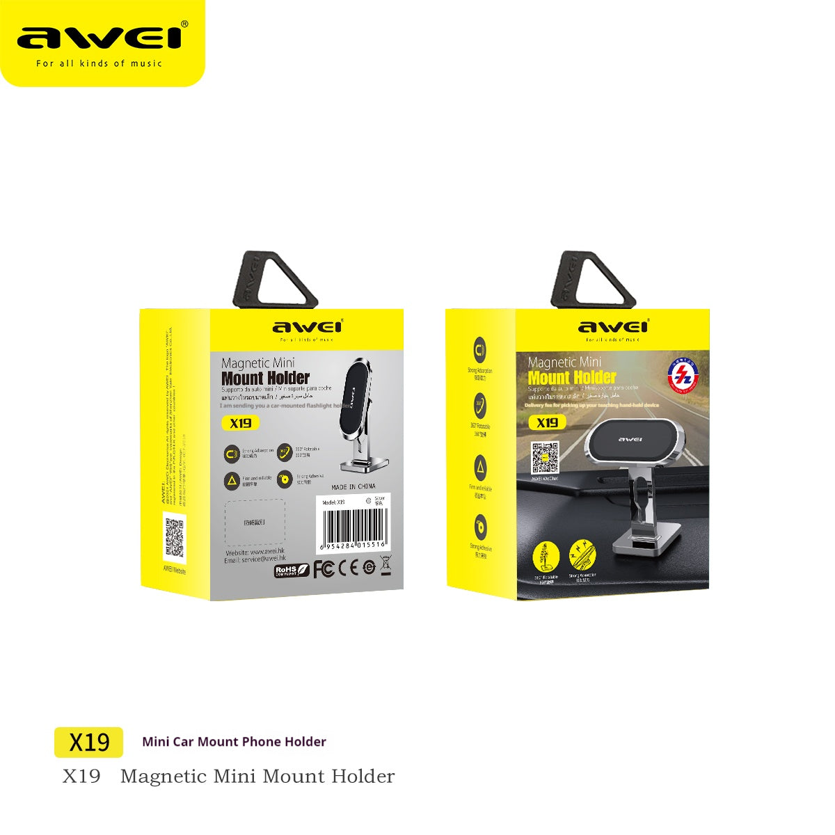 Awei X19 Magnetic Car Phone Holder-Universal Fit