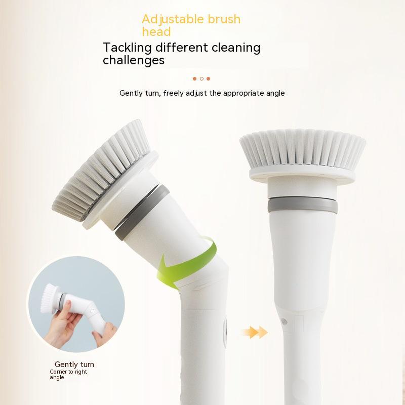 “Electric Scrubber Cleaning Brush – Long Telescopic Handle, Elbow Design, Multifunction for Walls, Tiles & Windows”