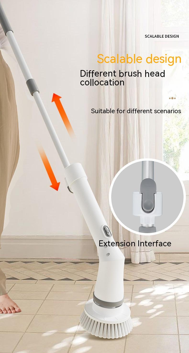 “Electric Scrubber Cleaning Brush – Long Telescopic Handle, Elbow Design, Multifunction for Walls, Tiles & Windows”