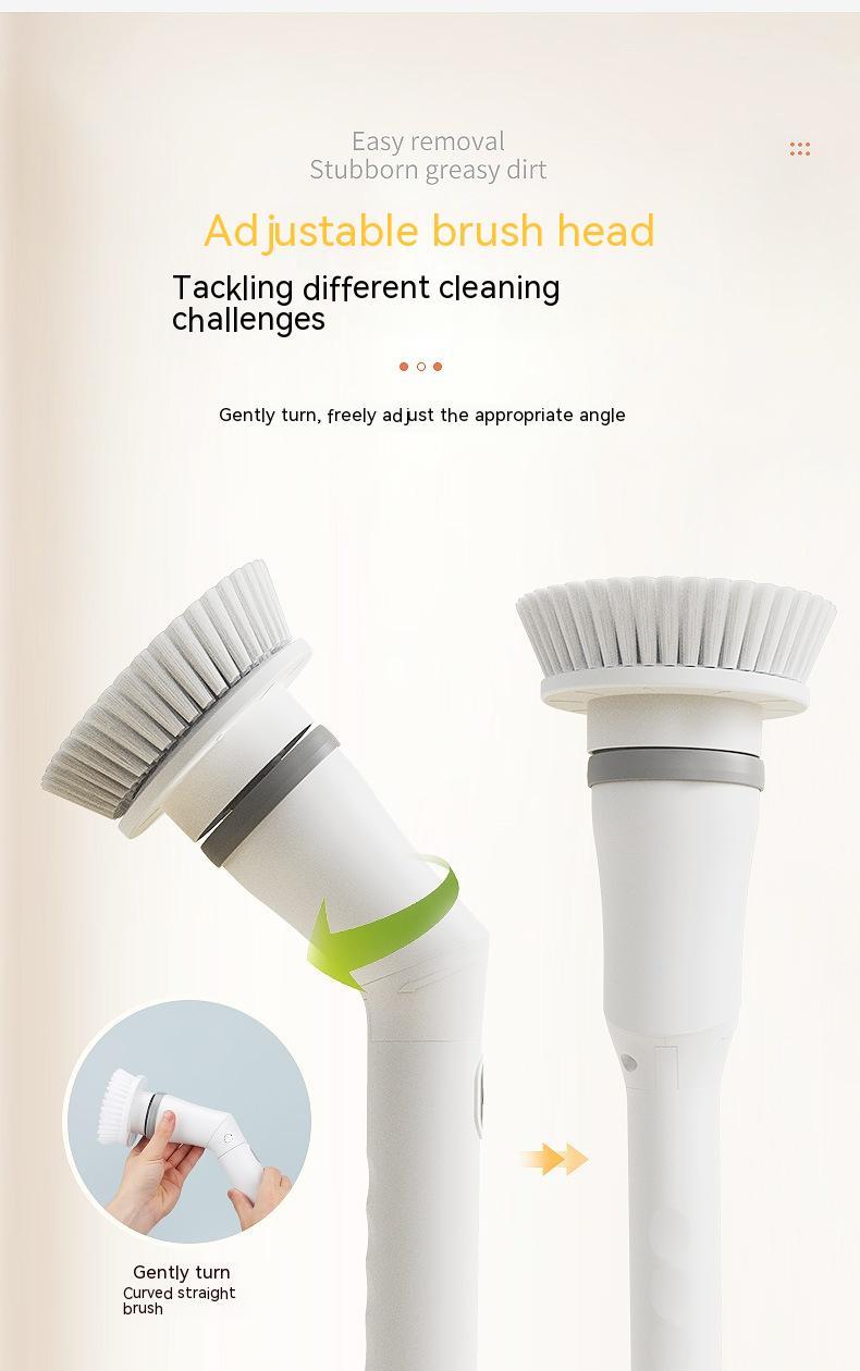 “Electric Scrubber Cleaning Brush – Long Telescopic Handle, Elbow Design, Multifunction for Walls, Tiles & Windows”